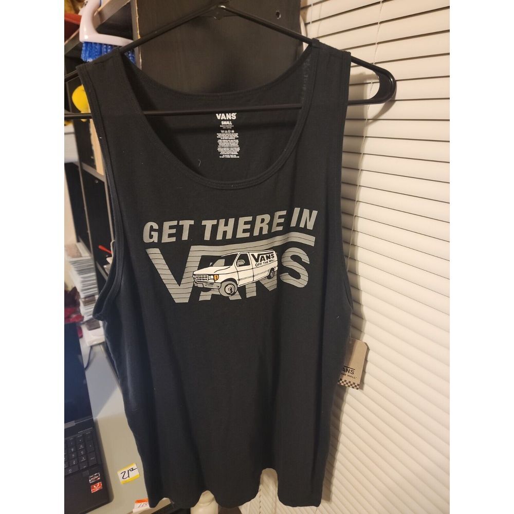 VANS Get There In Vans Black Muscle Shirt Size S NWT
